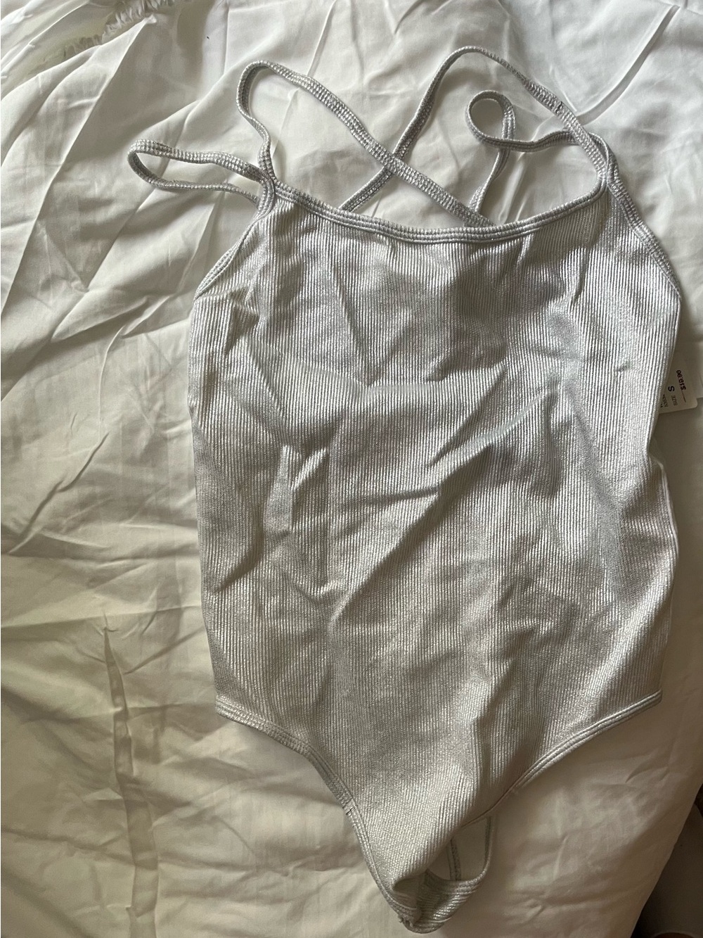 Windsor Silver Ribbed Tank Bodysuit